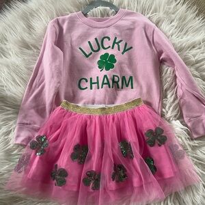 Adorable Lucky Charm Sweatshirt and Tulle Shamrock skirt